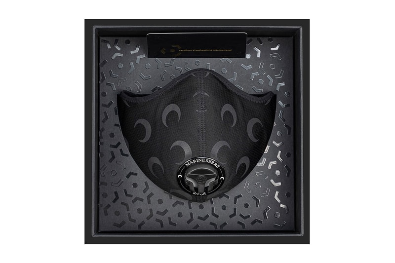 marine serre coronavirus covid19 face masks crescent moon print filter protective ppe box packaging