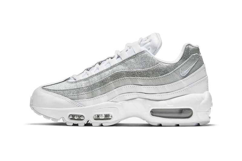nike air max 95 am95 silver metallic glitter swoosh logo sneakers