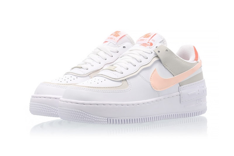 nike air force 1 shadow womens sneakers bright mango white pastel pink orange ivory colorway footwear sneakerhead shoes lateral laces