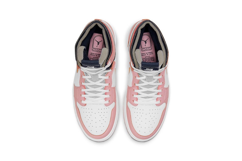 nike air jordan 1 high zoom cmft sneakers pink glaze black orange white colorway shoes footwear sneakerhead insole
