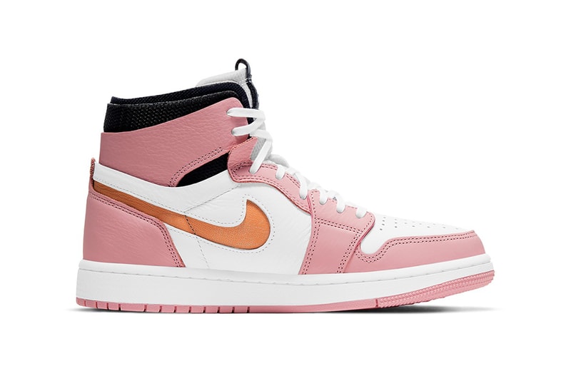 nike air jordan 1 high zoom cmft sneakers pink glaze black orange white colorway shoes footwear sneakerhead lateral laces