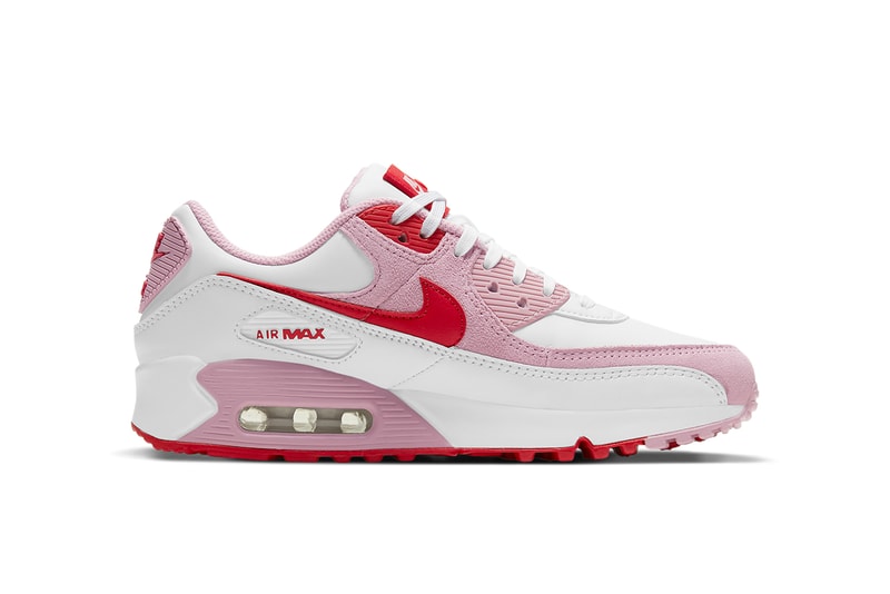 nike air max 90 am90 valentines day sneakers pink red swoosh laterals