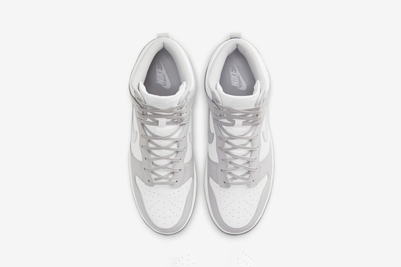 nike dunk high sneakers vast grey white colorway sneakerhead footwear shoes