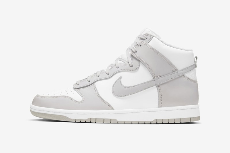 nike dunk high sneakers vast grey white colorway sneakerhead footwear shoes