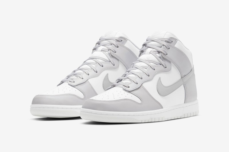 nike dunk high sneakers vast grey white colorway sneakerhead footwear shoes