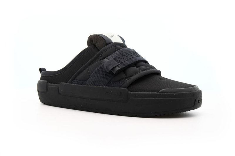 nike offline mules slip on slides triple black off noir side laterals front toe