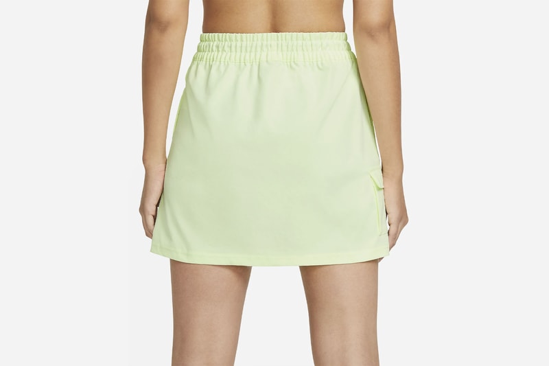 nike sportswear swoosh logo skirt barely volt spring summer outfit back closeup details
