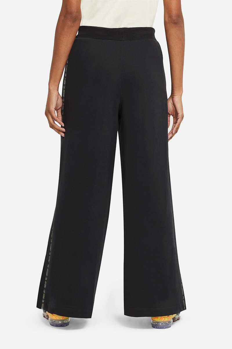 nike sportswear womens french terry trousers wide leg sweatpants sustainable black back