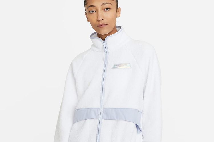 Nike Sportswear's "White/Ghost" Sherpa Jacket Features Iridescent Details