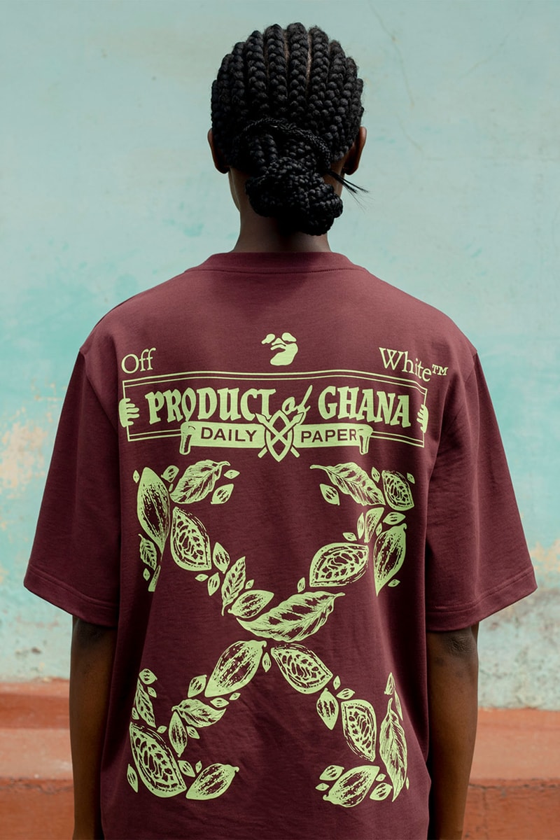 off white daily paper surf ghana freedom skate park collaboration arrow logo neon green burgundy