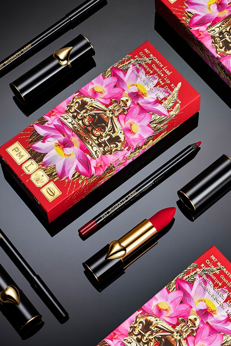 pat mcgrath labs crimson couture lip kit mattetrance lipstick permagel ultra pencil red black flatlay
