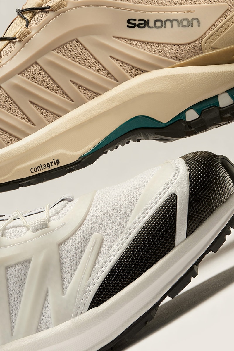 salomon sportstyle spring summer collection hiking sneakers footwear xa pro fushion advanced beige white black toe lateral