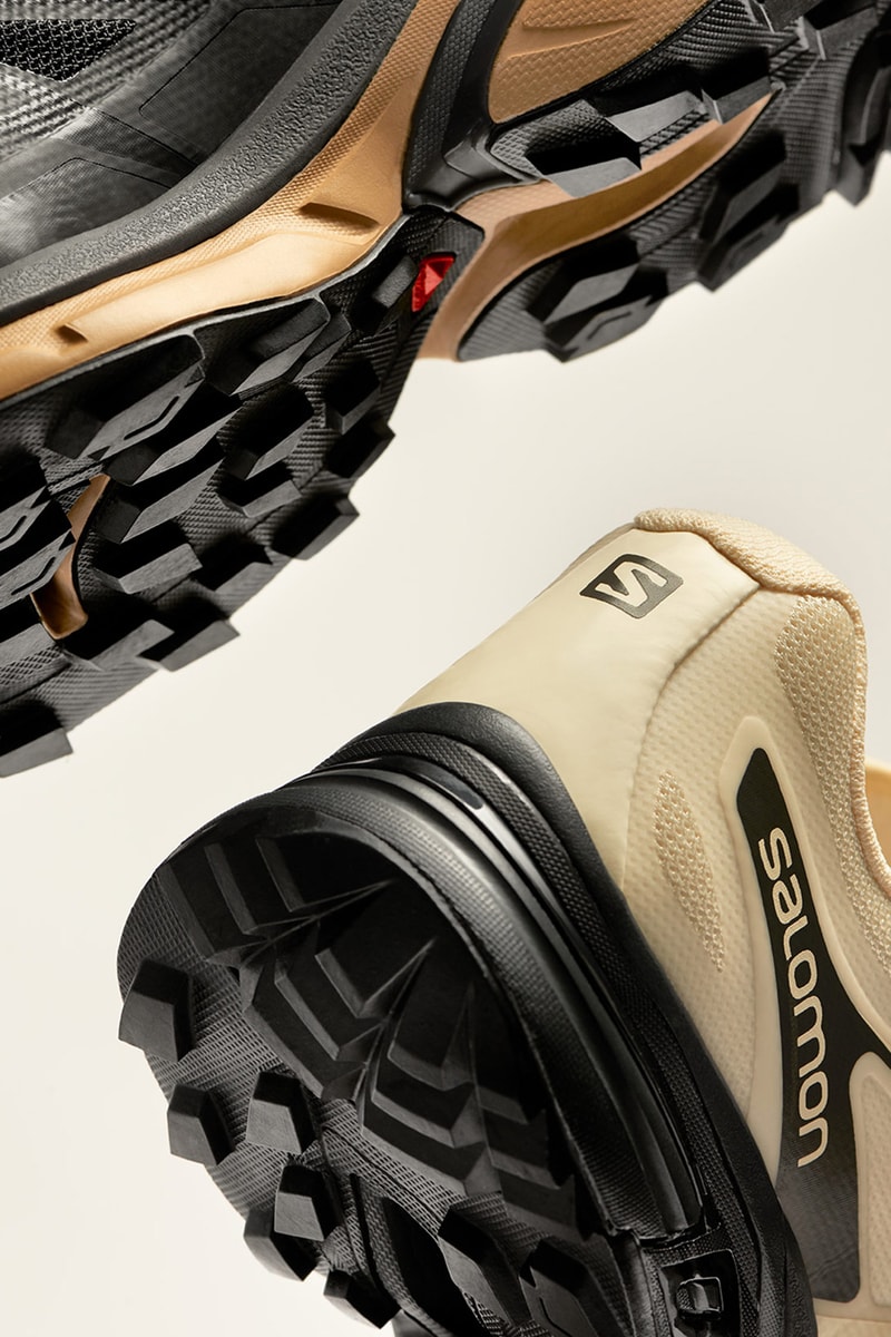 salomon sportstyle spring summer collection hiking sneakers footwear xt wings beige black lateral toe heel sole