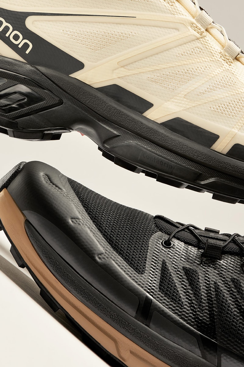 salomon sportstyle spring summer collection hiking sneakers footwear xt wings beige black lateral toe