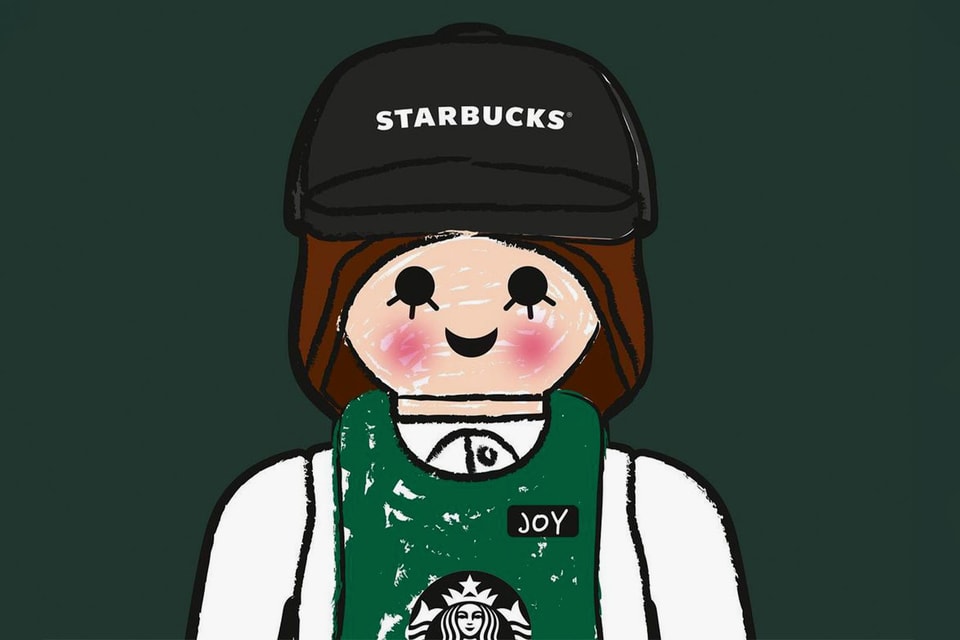 PLAYMOBIL WITH STARBUCKS golden Figure keyring Set Korea limited EUR 172,55 - DE