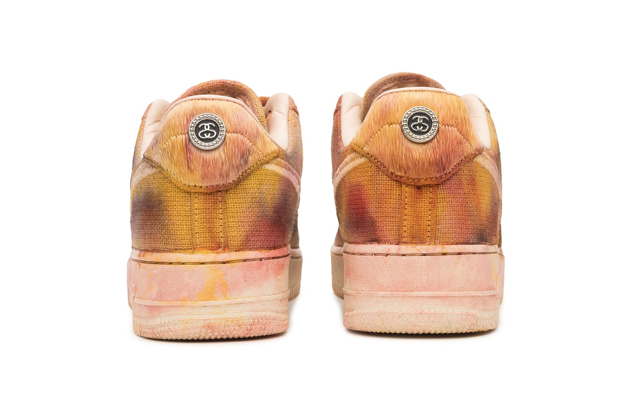 stussy nike air force 1 af1 hand-dyed sneakers puffer upcycled sustainable apparel collection