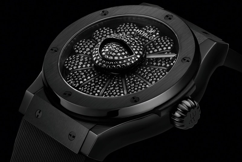 takashi murakami hublot classic fusion all black watch collaboration front dial side