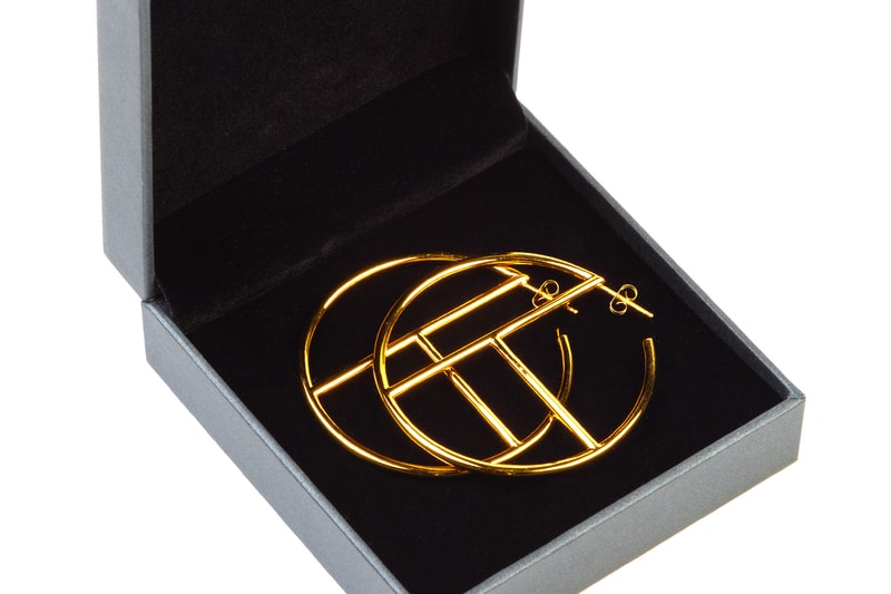 Telfar Logo Hoop Earrings Gold Silver Medium