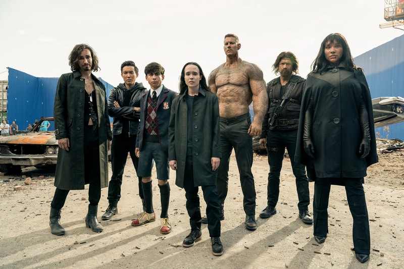 The Umbrella Academy Netflix Elliot Page Justin H. Min Robert Sheehan Tom Hopper David Castañeda Emmy Raver-Lampman Aidan Gallagher Cameron Britton Vanya Klaus Luther Diego Allison Number Five  Hargreeves