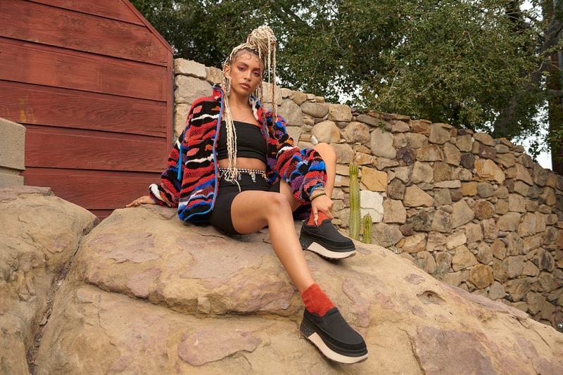 ugg spring summer collection campaign quin sneakers black jacket brallete shorts