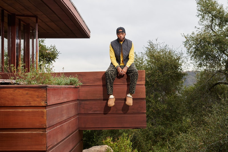 ugg spring summer collection campaign 6lack tasman slides slippers cheetah pants vest sweater hat house trees