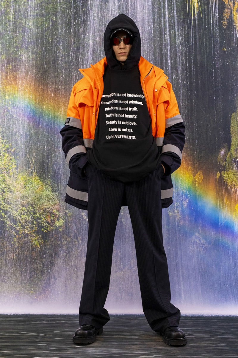 vetements fall winter full collection paris fashion week mens pfw matrix inspired jackets suits coats guram gvasalia