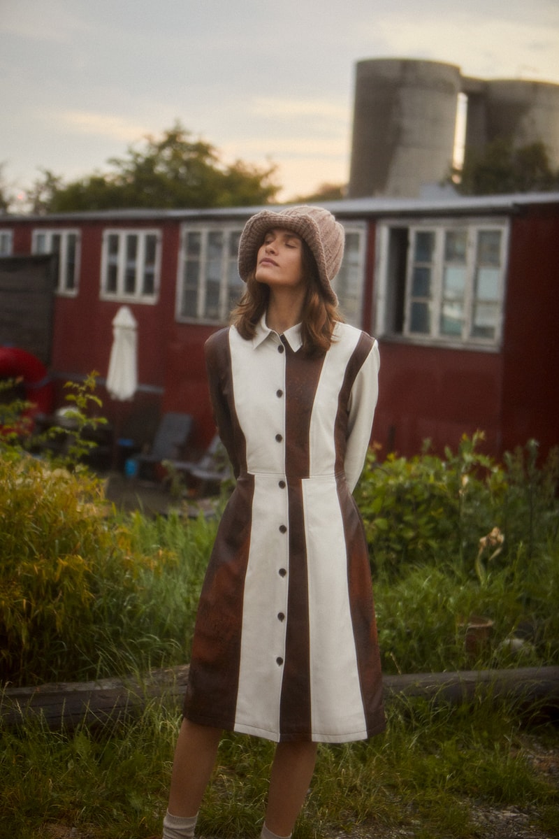 wood wood spring summer collection campaign hat dress socks grass house