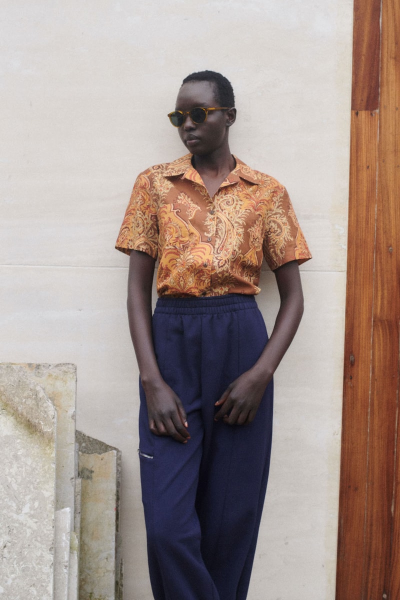 ymc spring summer 2021 collection lookbook shirt pants shades sunglasses orange navy blue