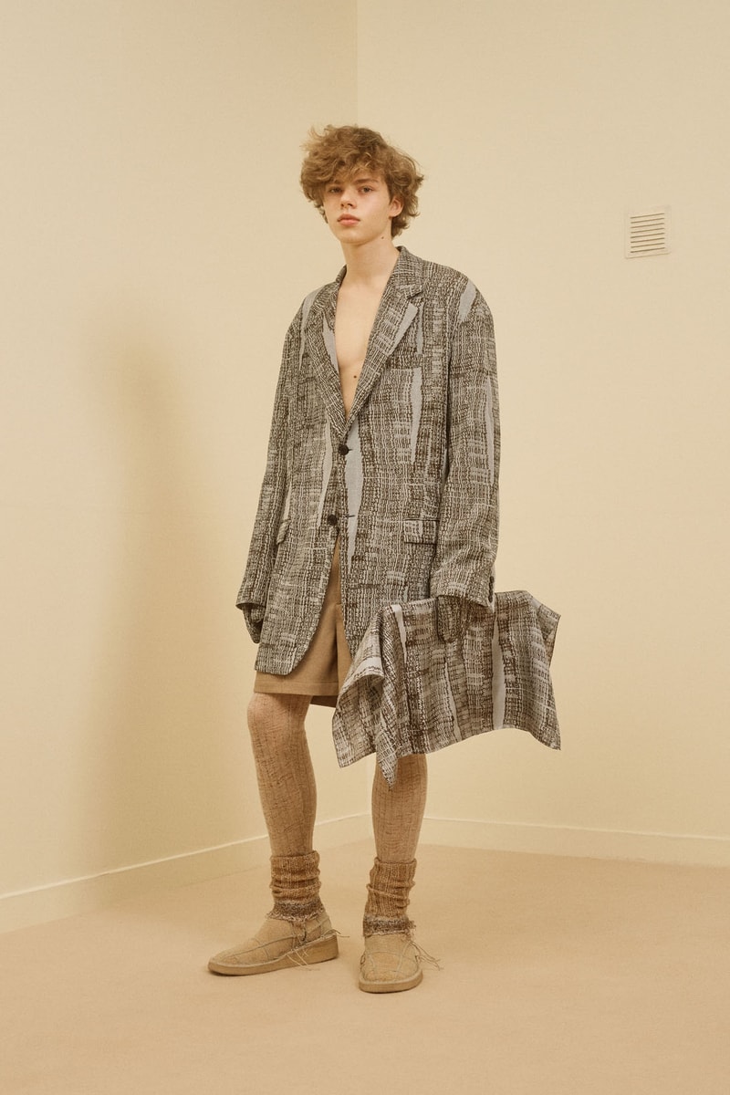 acne studios menswear fall winter 2021 fw21 collection lookbook tweed pattern jacket pouch
