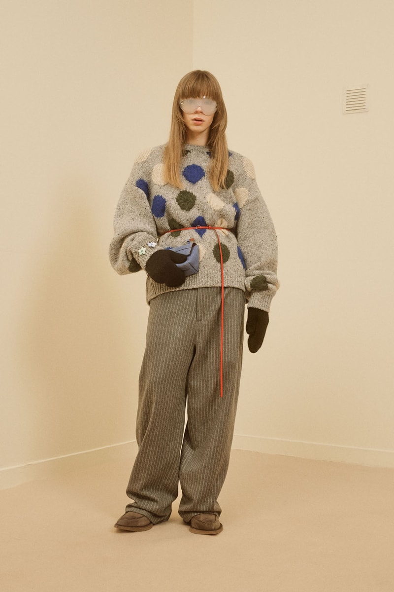 acne studios menswear fall winter 2021 fw21 collection lookbook polka dots sweater knitwear trousers