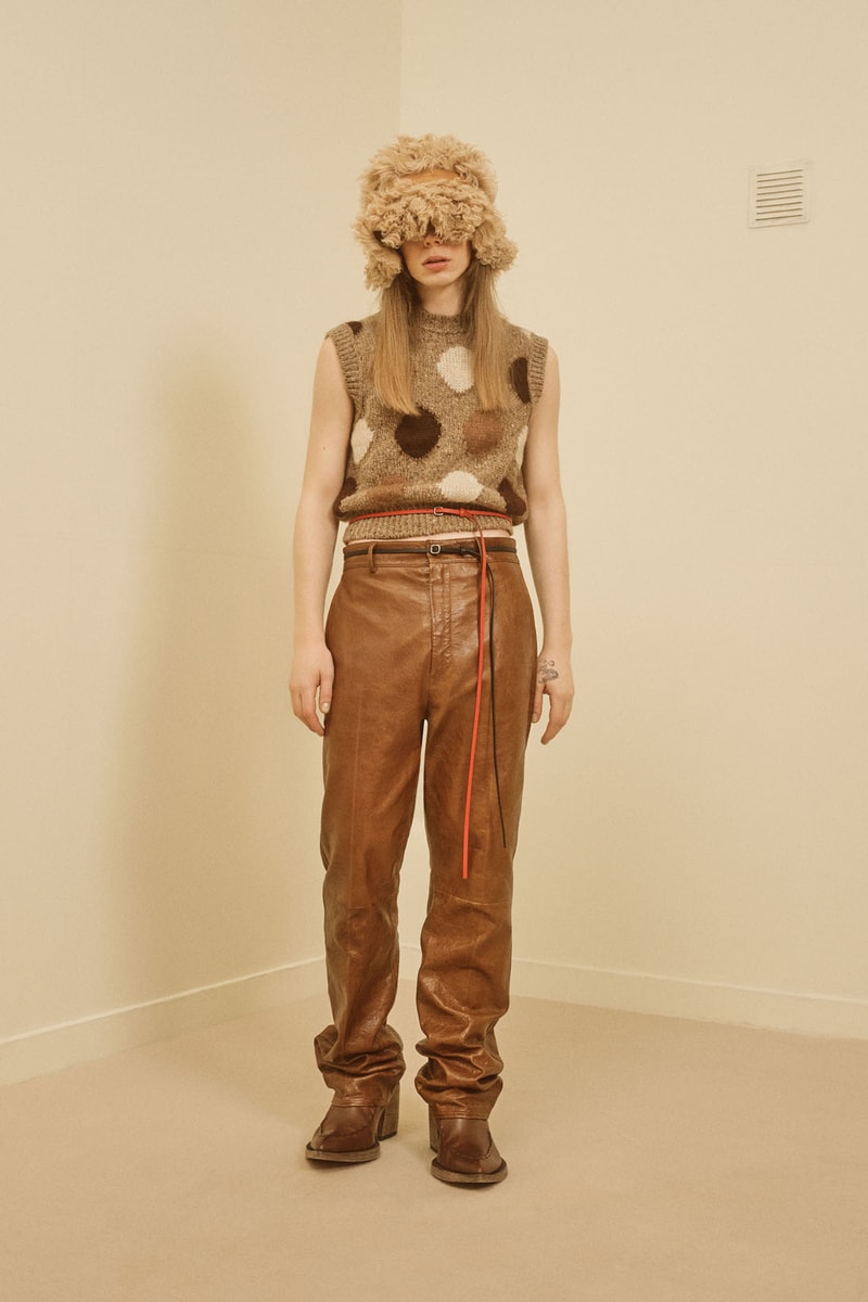 acne studios menswear fall winter 2021 fw21 collection lookbook sweater vest knitwear leather trousers