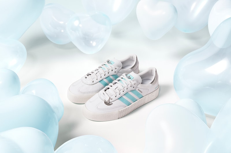 adidas valentines day apparel footwear collection swarovski sambarose white clear aqua crystal