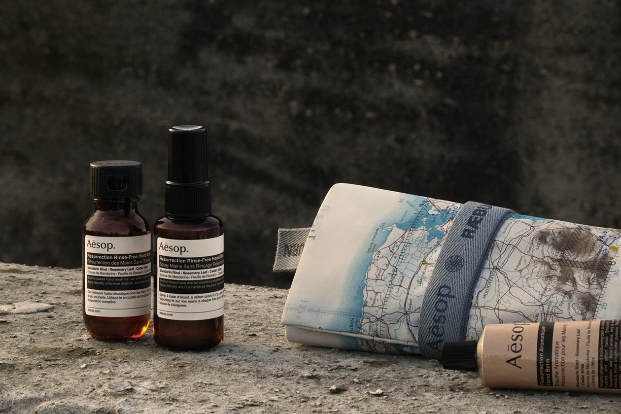 aesop raeburn collaboration adventurer roll up resurrection hand wash balm mist sustainable