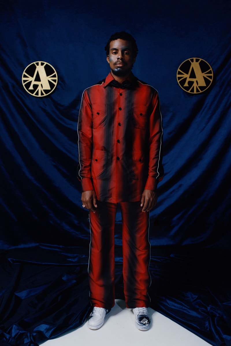 ahluwalia priya fall winter 2021 fw21 collection presentation show red black stripe pattern set
