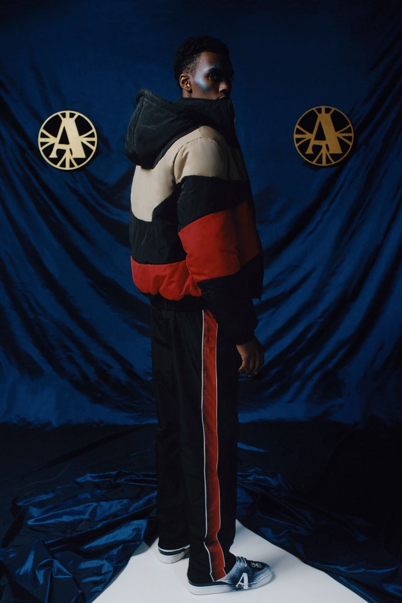 ahluwalia priya fall winter 2021 fw21 collection presentation show puffer jacket colorblocking trackpants