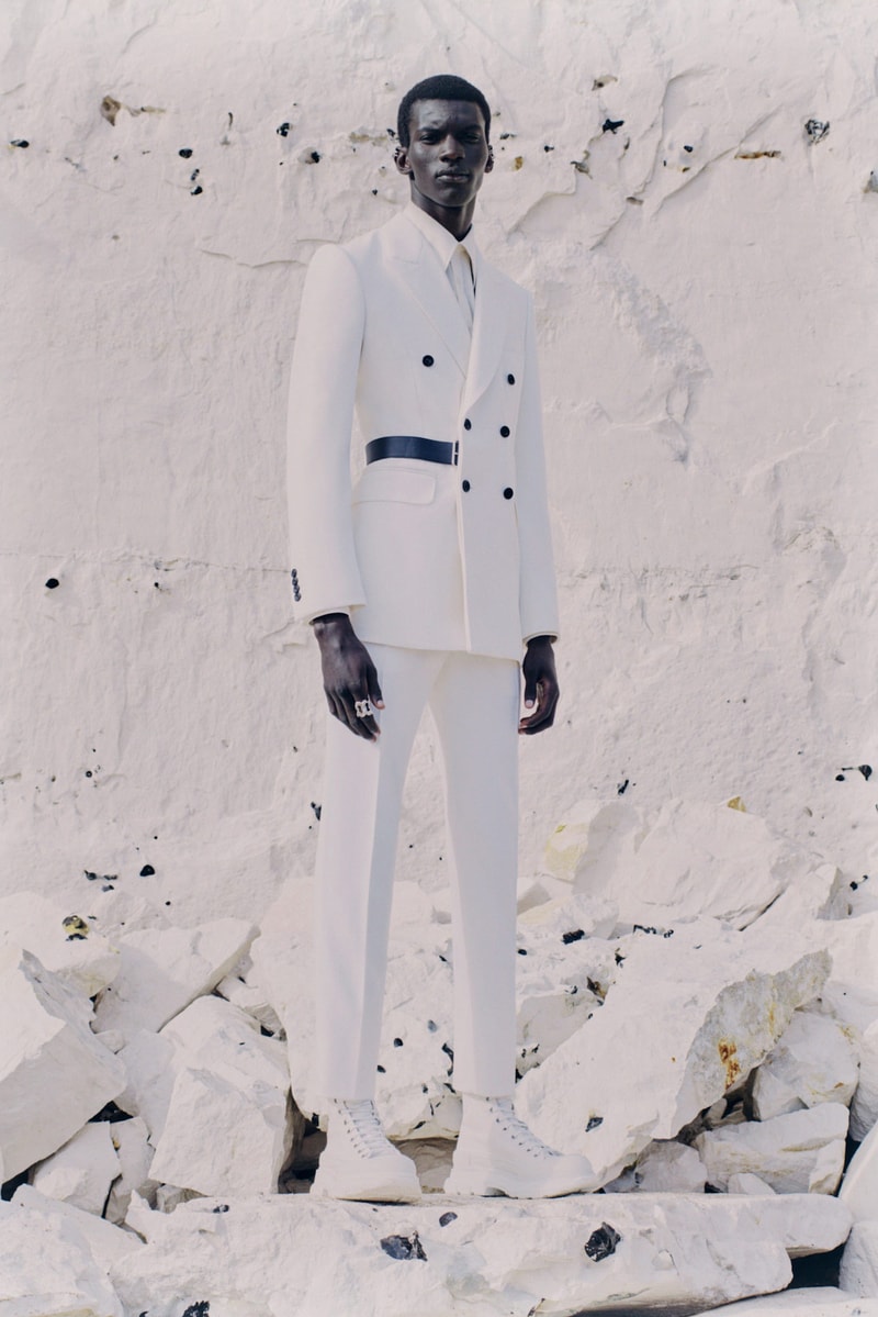 alexander mcqueen spring summer menswear pre collection lookbook white blazer jacket pants