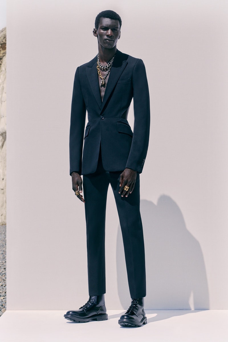 alexander mcqueen spring summer menswear pre collection lookbook black blazer jacket pants shoes