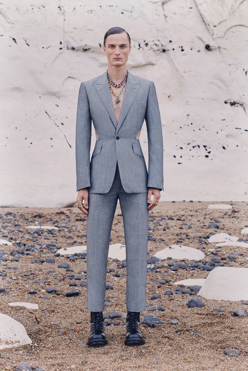 alexander mcqueen spring summer menswear pre collection lookbook gray blazer jacket outerwear pants
