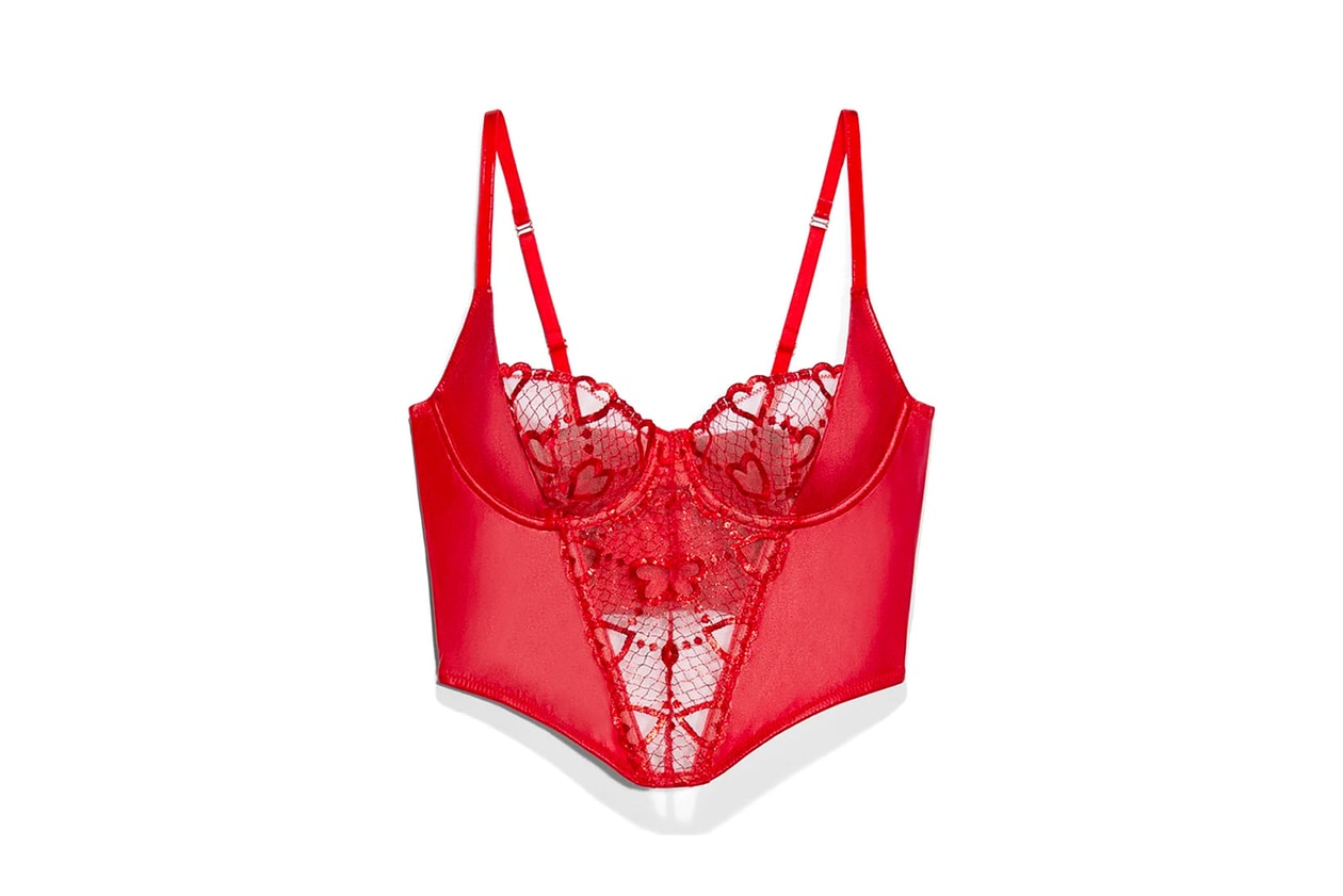A Red Set: Glossy Flossy Quarter Cup Bra, Garter Skirt, and