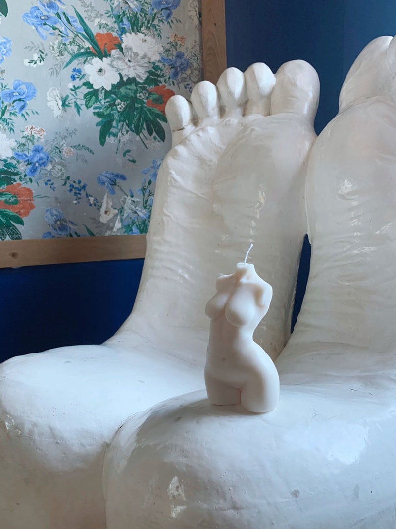 caia nude body torso candles foot shaped chair