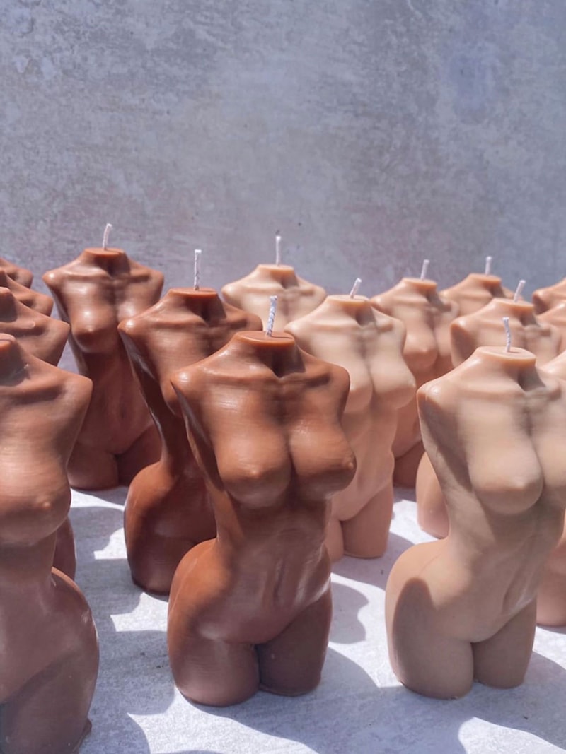 caia nude body torso candles pink brown