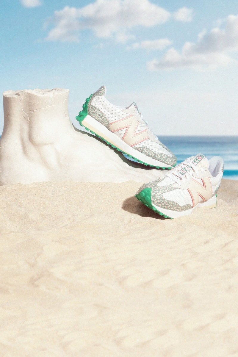 casablanca new balance sneakers collaboration nb 327 sand beach sky