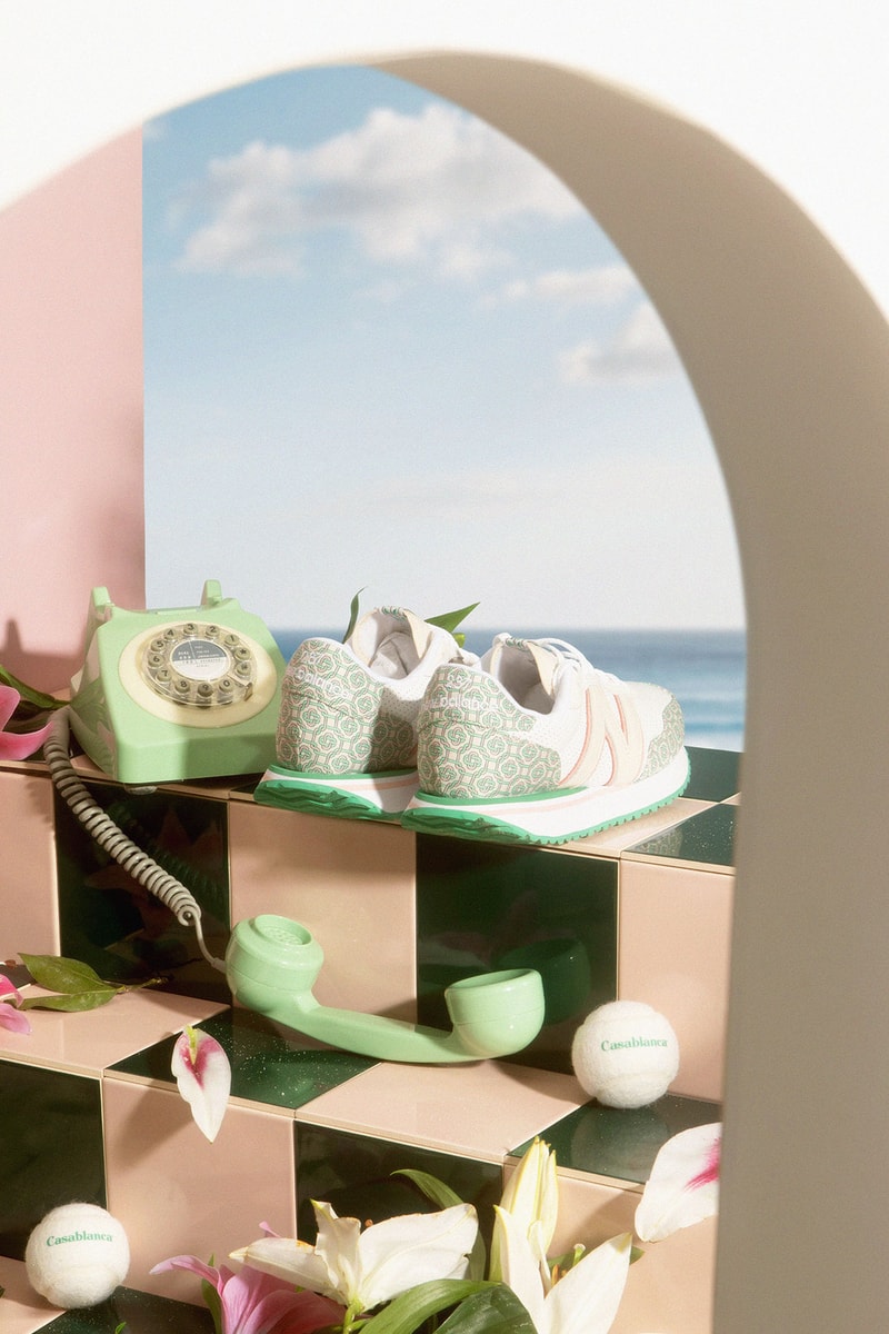 casablanca new balance sneakers collaboration nb 237 heels back phone sky