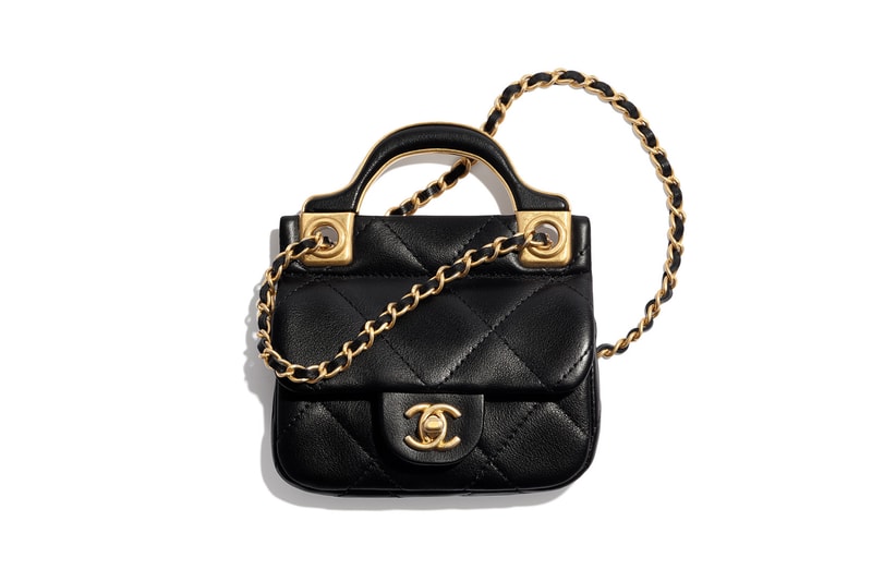chanel metiers dart accessories collection front small handbag black gold
