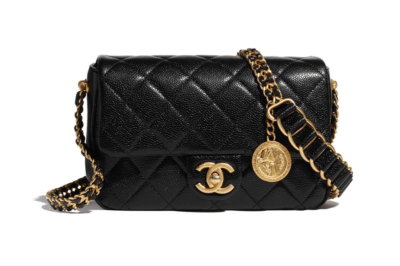 chanel metiers dart accessories collection handbag front black leather gold