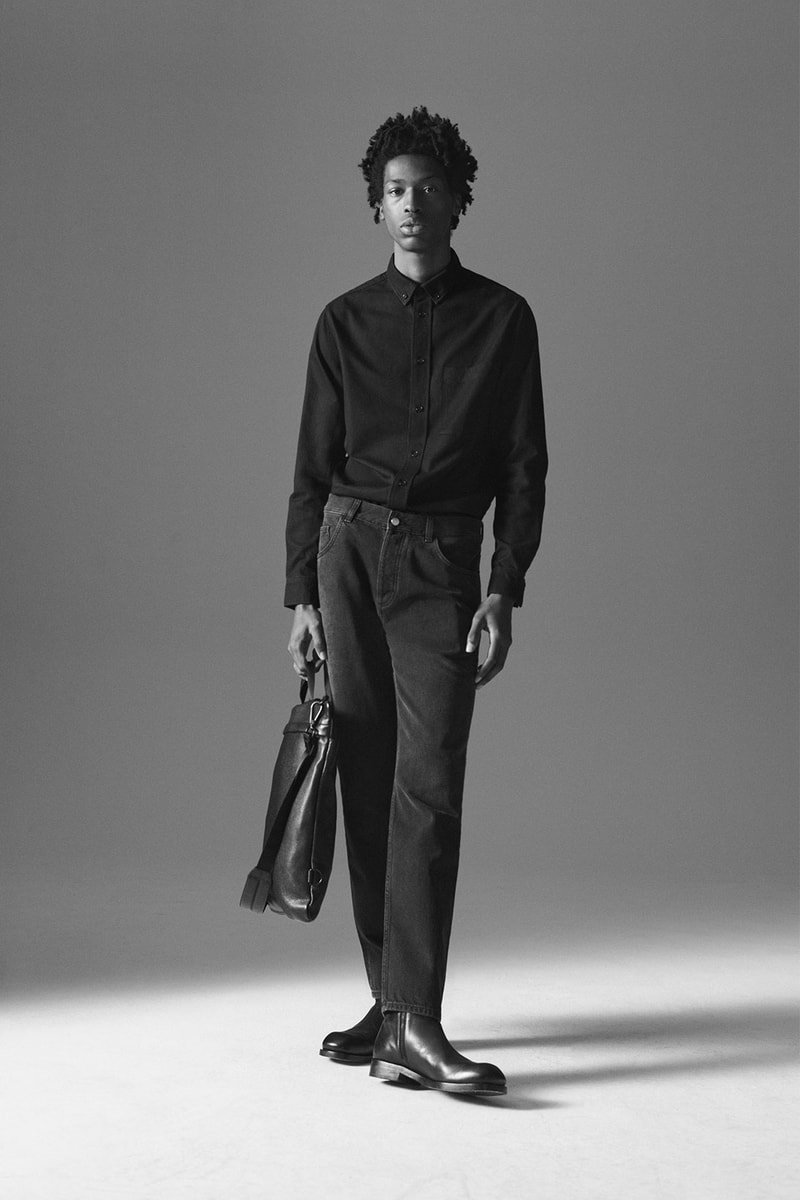 cos spring summer 2021 ss21 sustainable denim collection jeans black shirt bag outfit