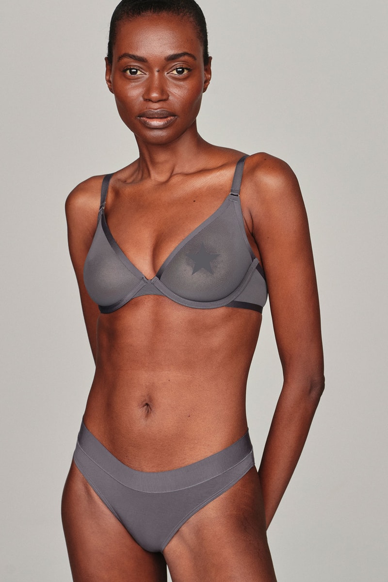 cuup lingerie underwear alma thomas art-inspired capsule gray slate sheer bra panties briefs