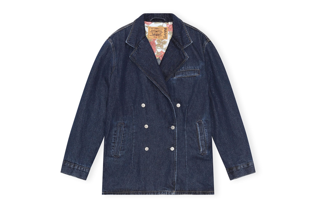 levis ganni denim jeans collaboration spring summer sustainable jackets dresses pants price where to buy