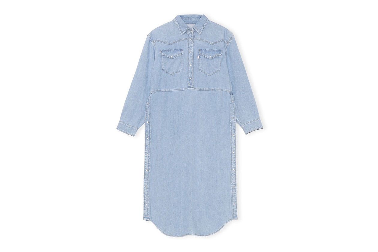 levis ganni denim jeans collaboration spring summer sustainable jackets dresses pants price where to buy
