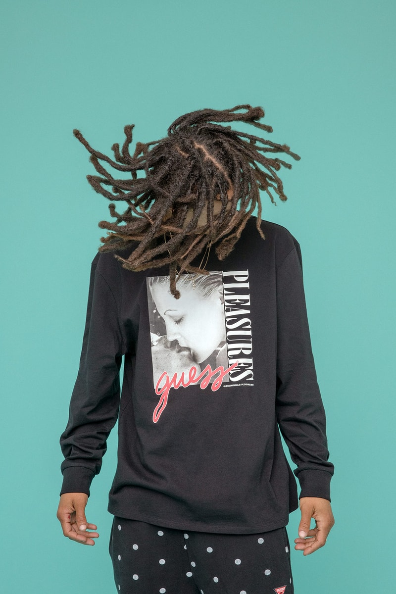 guess originals pleasures drew barrymore collaboration campaign sweater pants